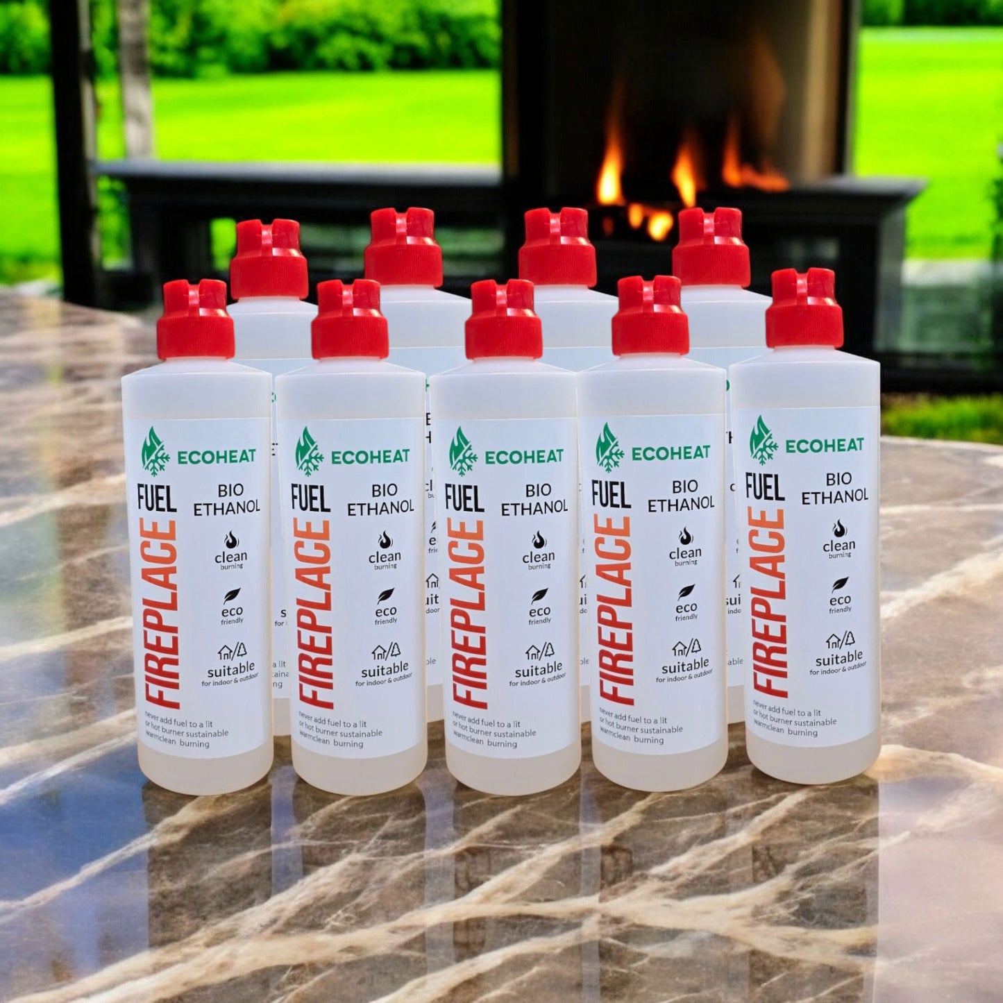 Bio-Ethanol Fuel - High-Grade Ethyl Alcohol Smokeless Fuel for Ventless Fireplaces Ethanol Tabletops - Made in The USA with 200 Proof Ethanol, Clean-Burning - (32 oz. / 1000 mL) - Pack of 9