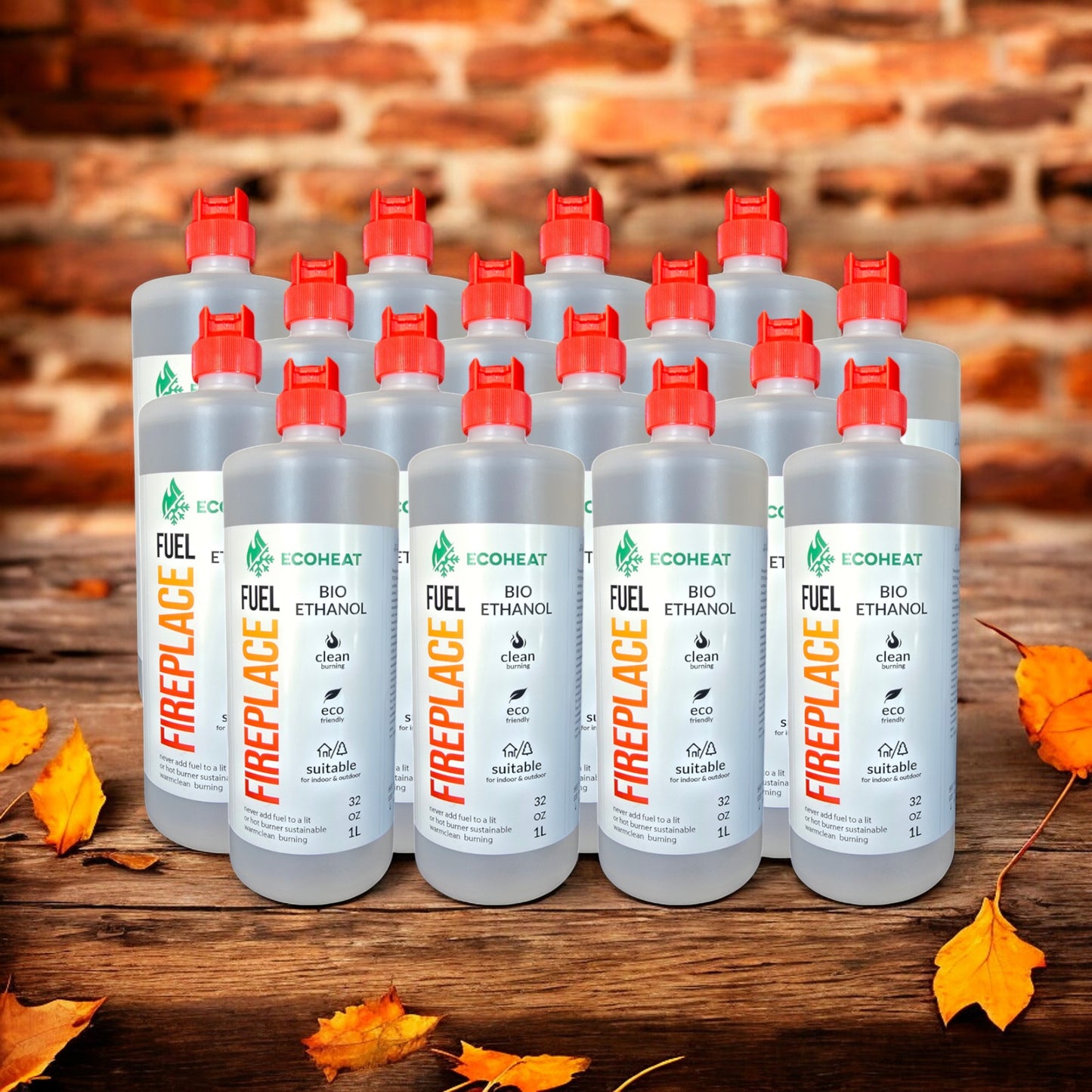 Bio-Ethanol Fireplace Fuel - High-Grade Ethyl Alcohol Smokeless Fuel for Ventless Fireplaces Ethanol Tabletops - Made in The USA with 200 Proof Ethanol, Clean-Burning - 4 Gallons OR (16 Quarts) - (32 oz / 1000 mL) - Pack of 16