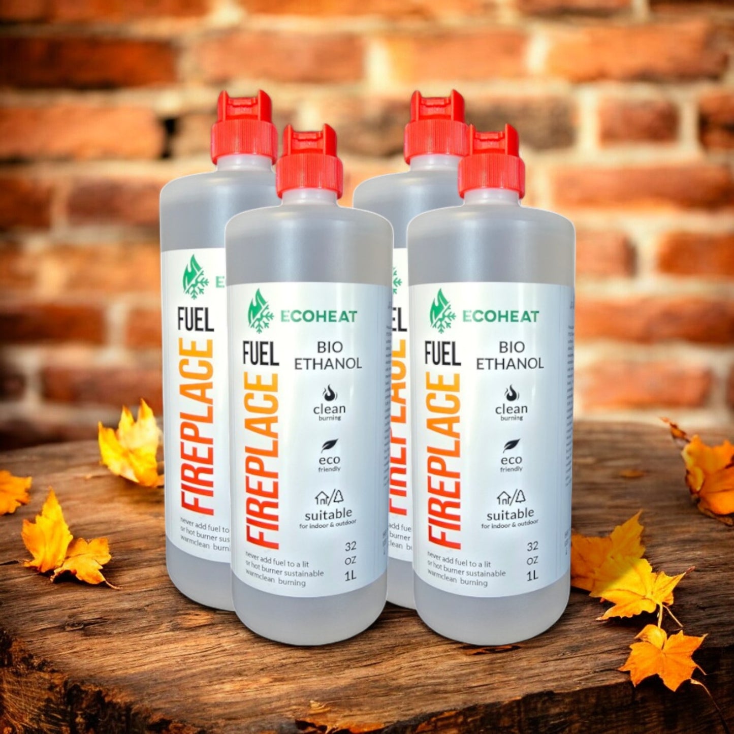 Bio-Ethanol Fireplace Fuel - High-Grade Ethyl Alcohol Smokeless Fuel for Ventless Fireplaces Ethanol Tabletops - Made in The USA with 200 Proof Ethanol, Clean-Burning - 1 Gallon (4 Quarts) - (32 oz / 1000 mL) - Pack of 4