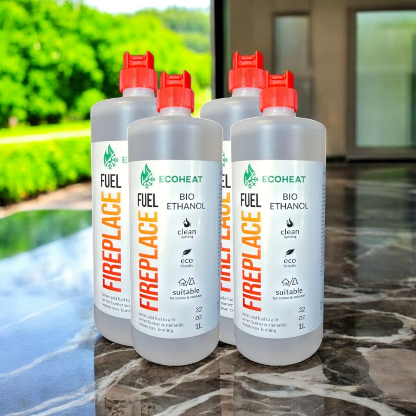 Bio-Ethanol Fireplace Fuel - High-Grade Ethyl Alcohol Smokeless Fuel for Ventless Fireplaces Ethanol Tabletops - Made in The USA with 200 Proof Ethanol, Clean-Burning - 1 Gallon (4 Quarts) - (32 oz / 1000 mL) - Pack of 4
