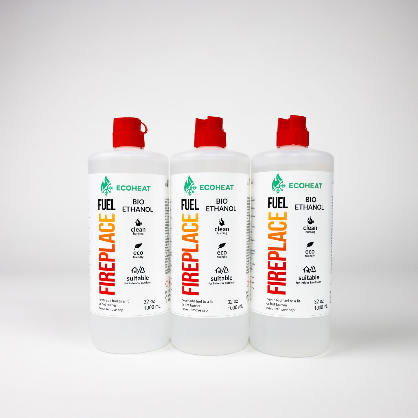 Bio-Ethanol Fireplace Fuel - High-Grade Ethyl Alcohol Smokeless Fuel for Ventless Fireplaces Ethanol Tabletops - Made in The USA with 200 Proof Ethanol, Clean-Burning - (32 oz / 1000 mL) - Pack of 3