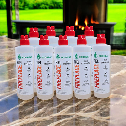 Bio-Ethanol Fuel - High-Grade Ethyl Alcohol Smokeless Fuel for Ventless Fireplaces Ethanol Tabletops - Made in The USA with 200 Proof Ethanol, Clean-Burning -  (32 oz. / 1000 mL) - Pack of 9