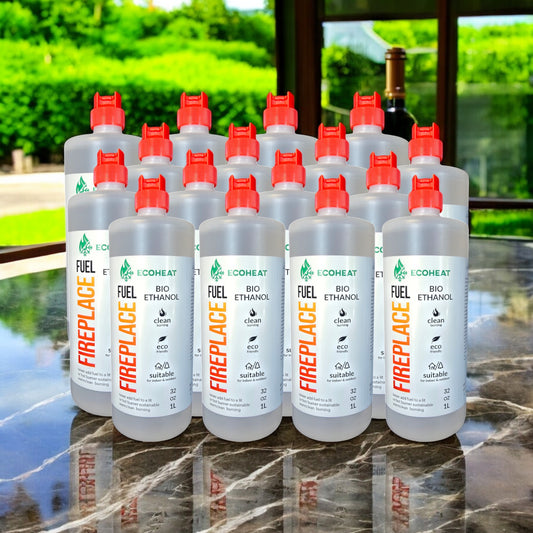 Bio-Ethanol Fireplace Fuel - High-Grade Ethyl Alcohol Smokeless Fuel for Ventless Fireplaces Ethanol Tabletops - Made in The USA with 200 Proof Ethanol, Clean-Burning - 4 Gallons OR (16 Quarts) - (32 oz / 1000 mL) - Pack of 16