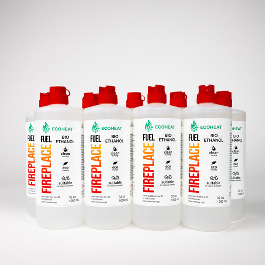 Bio-Ethanol Fuel - High-Grade Ethyl Alcohol Smokeless Fuel for Ventless Fireplaces Ethanol Tabletops - Made in The USA with 200 Proof Ethanol, Clean-Burning -  (32 oz. / 1000 mL) - Pack of 9