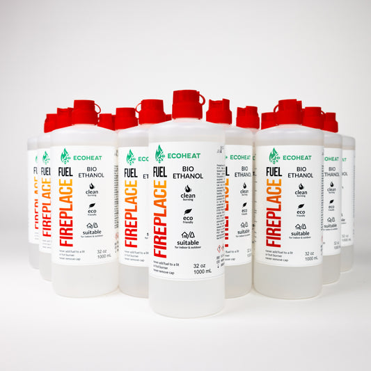 Bio-Ethanol Fireplace Fuel - High-Grade Ethyl Alcohol Smokeless Fuel for Ventless Fireplaces Ethanol Tabletops - Made in The USA with 200 Proof Ethanol, Clean-Burning - 4 Gallons OR (16 Quarts) - (32 oz / 1000 mL) - Pack of 16