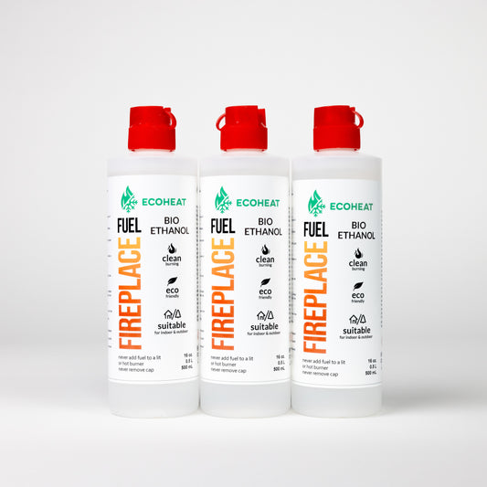 Bio-Ethanol Fireplace Fuel - High-Grade Ethyl Alcohol Smokeless Fuel for Ventless Fireplaces Ethanol Tabletops - Made in The USA with 200 Proof Ethanol, Clean-Burning - (500 mL / 16 oz) - Pack of 3